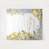 Lemon Mediterranean Bridal Shower Backdrop Photo Wandteppich (Vorderseite (Horizontal))