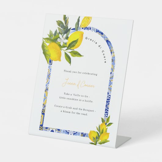 Lemon Mediterranean Bridal Shower Farewell Sign Sockelschild (Vorderseite)