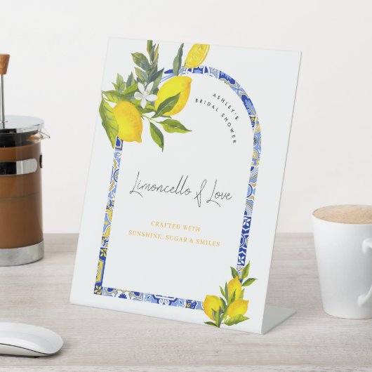 Lemon Mediterranean Bridal Shower Limoncello Cart Sockelschild (In SItu)