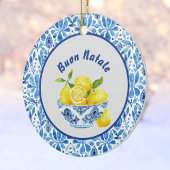 Lemon Mediterranean Buon Natale Azulejo Blue Toile Keramik Ornament