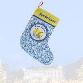 Lemon Mediterranean Buon Natale Azulejo Blue Toile Kleiner Weihnachtsstrumpf