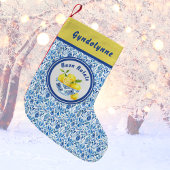 Lemon Mediterranean Buon Natale Azulejo Blue Toile Kleiner Weihnachtsstrumpf