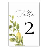 Lemon Mediterranean Calligraphy Wedding 2 Tischnummer (Vorderseite)