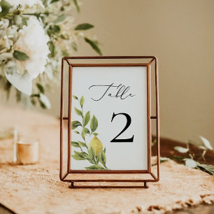 Lemon Mediterranean Calligraphy Wedding 2 Tischnummer