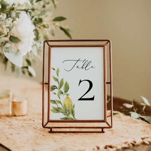 Lemon Mediterranean Calligraphy Wedding 2 Tischnummer