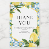 Lemon Mediterranean Frame Brautparty Vielen Dank Weinetikett (Einzelnes Label)