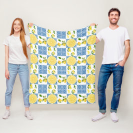 Lemon Mediterranean French Country Tile Pattern Fleecedecke