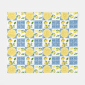 Lemon Mediterranean French Country Tile Pattern Fleecedecke (Vorderseite (Horizontal))