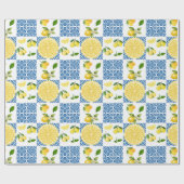 Lemon Mediterranean French Country Tile Pattern Geschenkpapier (Flach)