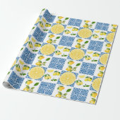 Lemon Mediterranean French Country Tile Pattern Geschenkpapier (Ungerollt)