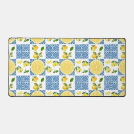 Lemon Mediterranean French Country Tile Pattern Schreibtischunterlage