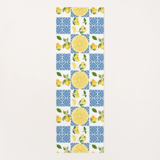 Lemon Mediterranean French Country Tile Pattern Yogamatte (Vorderseite)