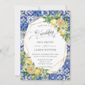 Lemon Mediterranean Greenery Geometric Wedding Einladung (Vorderseite)