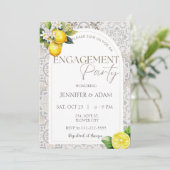 Lemon Mediterranean Italian Tiles Engagement Party Einladung (Stehend Vorderseite)