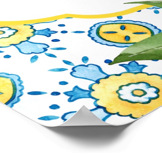 Lemon Mediterranean Summer Baby Dusche Willkommen Poster (Ecke)
