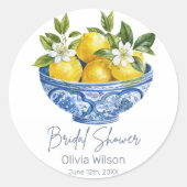 Lemon Mediterranean Summer Brautparty Runder Aufkleber (Vorderseite)