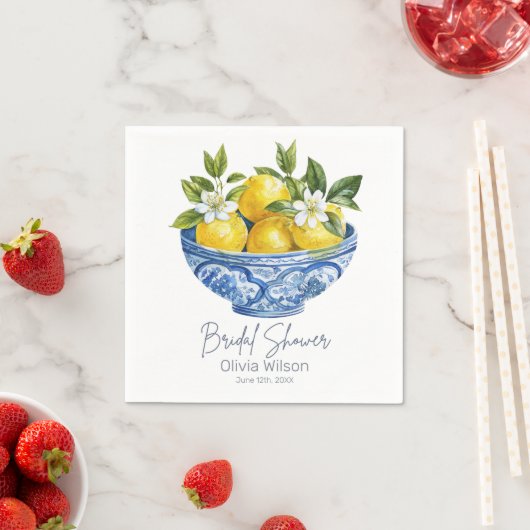 Lemon Mediterranean Summer Brautparty Serviette (Beispiel)