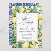 Lemon Mediterranean Summer Greenery Baby Dusche Einladung (Vorne/Hinten)