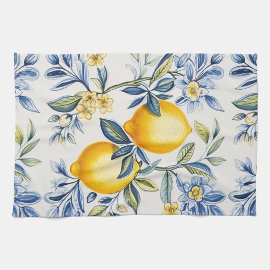 Lemon Mediterranean Tile Geschirrtuch (Horizontal)