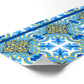 Lemon Mediterranean Tiles Brautparty Poster (Ecke)