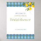 Lemon Mediterranean Tiles Brautparty Poster (Vorne)