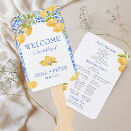 Lemon Mediterranean Tiles Italy Wedding Program Fächer