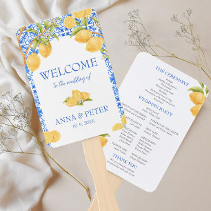 Lemon Mediterranean Tiles Italy Wedding Program Fächer