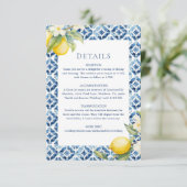 Lemon Mediterranean Wedding Details Enclosure Card Begleitkarte (Stehend Vorderseite)