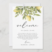 Lemon Mediterranean Wedding Welcome Bag Card Einladung (Vorderseite)