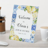 Lemon Mediterranes Brautparty Pedestelle Schild (In SItu)