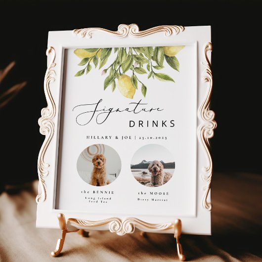 Lemon mediterranes Haustier Hochzeitssignatur Drin Poster