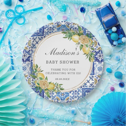 Lemon Meditteranean Birthday Bridal Baby Shower Pappteller (Party)