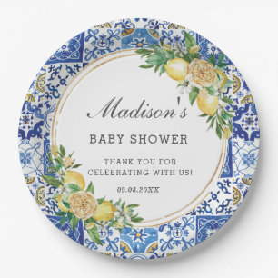Lemon Meditteranean Birthday Bridal Baby Shower Pappteller