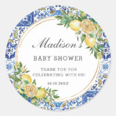 Lemon Meditteranean Birthday Bridal Baby Shower Runder Aufkleber (Vorderseite)