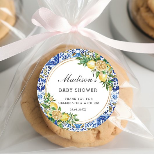 Lemon Meditteranean Birthday Bridal Baby Shower Runder Aufkleber