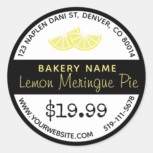 Lemon Meringue Pie Bäckerei Rundsticker Runder Aufkleber (Vorderseite)