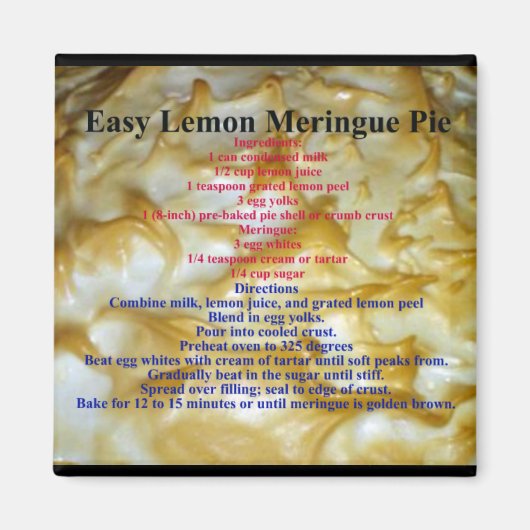 Lemon Meringue Pie Recipe Magnet (Vorne)