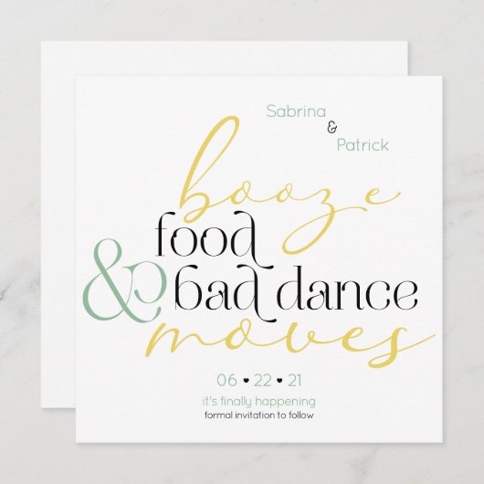 Lemon Mint Booze Food Bad Dance Moves Rettete das Einladung (Vorne/Hinten)