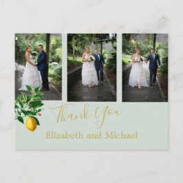 Lemon Mint Green Elegant Wedding Vielen Dank Postkarte