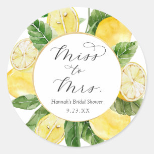 Lemon Miss to Mrs Brautparty Runder Aufkleber