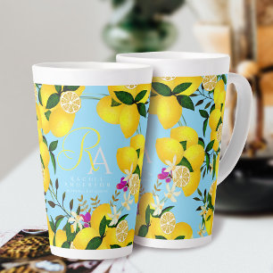 Lemon Monogram Blue Milchtasse