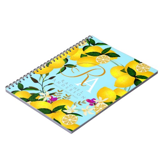 Lemon Monogram Blue Notizblock (Linke Seite)