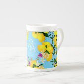 Lemon Monogram Blue Porzellantasse (Vorderseite Rechts)