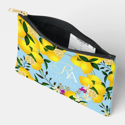 Lemon Monogram Blue Zubehörtasche (Offen)