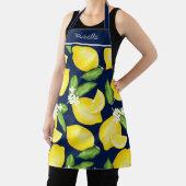 Lemon Monogram Botanic Pattern Navy Blue Schürze (InSitu)