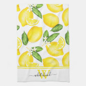 Lemon Monogram Botanisch White Geschirrtuch (Vertikal)