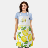 Lemon Monogram Botanisch White Schürze (Getragen)
