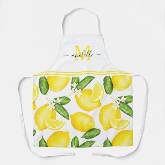 Lemon Monogram Botanisch White Schürze (Vorderseite)