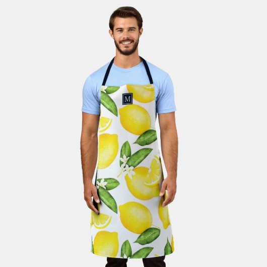 Lemon Monogram Botanisch Yellow Green Schürze (Getragen)