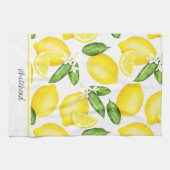Lemon Monogram Botanisches Muster Geschirrtuch (Horizontal)